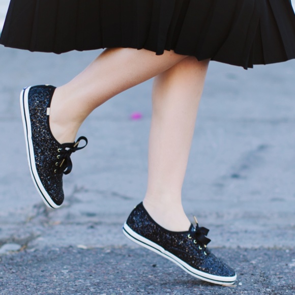 Keds Shoes - Keds for Kate Spade New York Black Gold Glitter Sneakers Sz 8.5